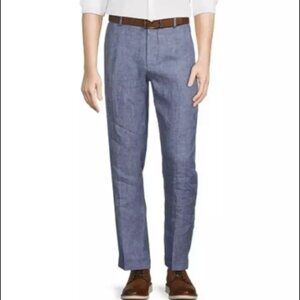 Murano Baird McNutt Men’s Linen Alex Slim Fit Dress Pants Blue Sz W38 L36 38X36